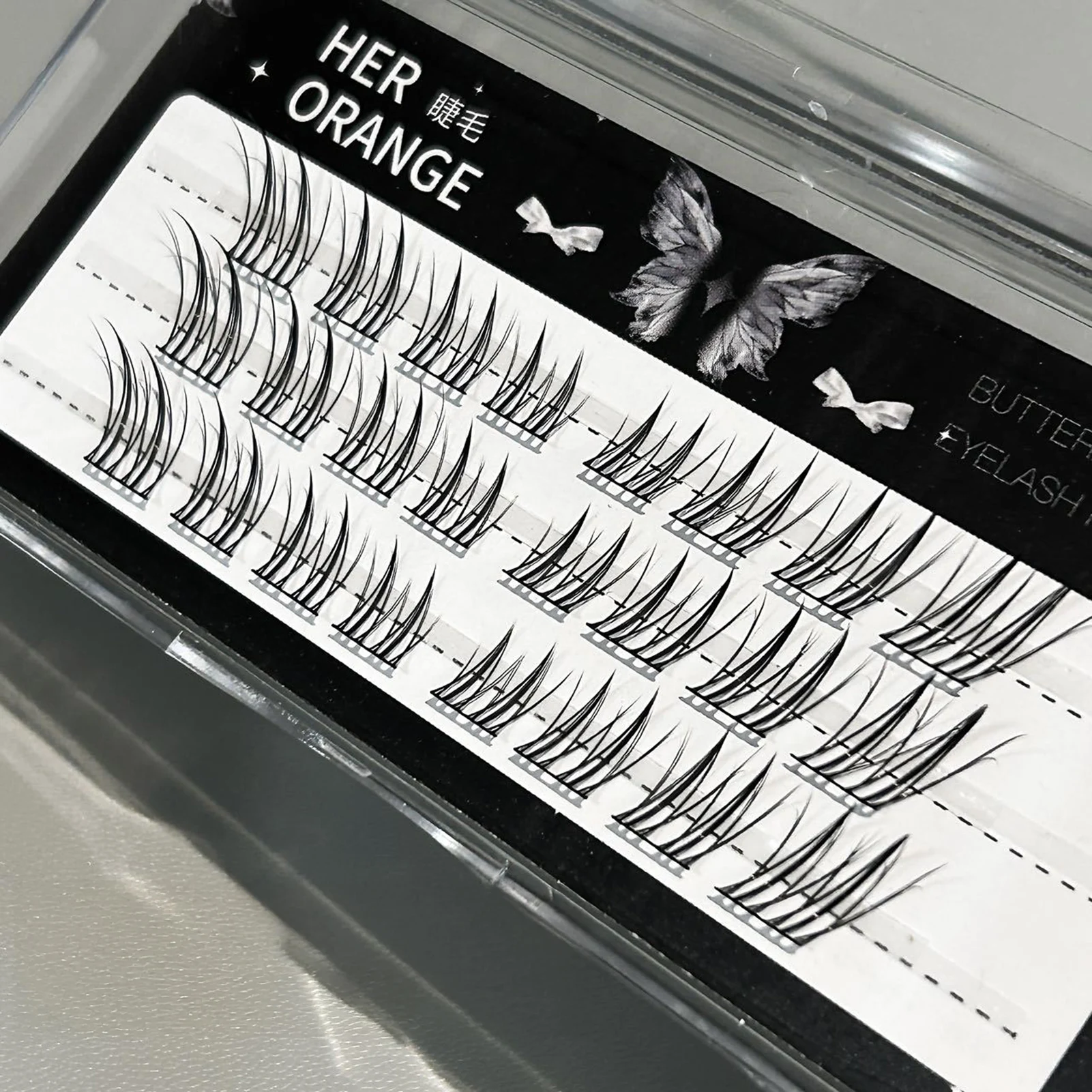 Charmante Füchse, falsche Wimpern, segmentierte, natürliche, dünne Wimpernverlängerung, einzelne Cluster, flauschige Wimpern, Make-up-Tools, 3/6/10 Reihen – Detail 8