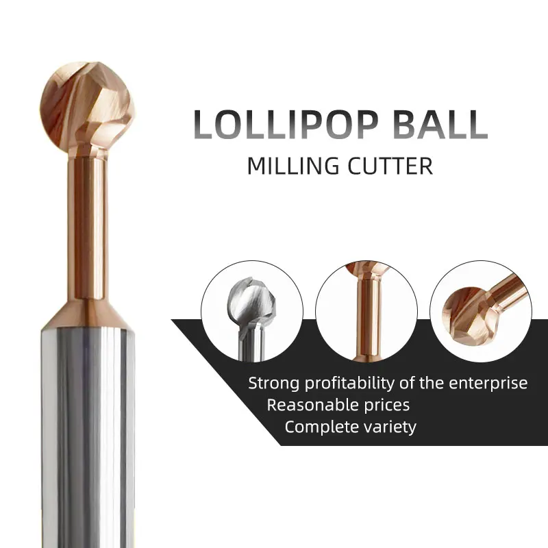 Ball T-shaped Arch Milling Cutter 3d Cnc Cutter Lollipop End Mill Solid Carbide Coating R1-R6 For Steel And Aluminum