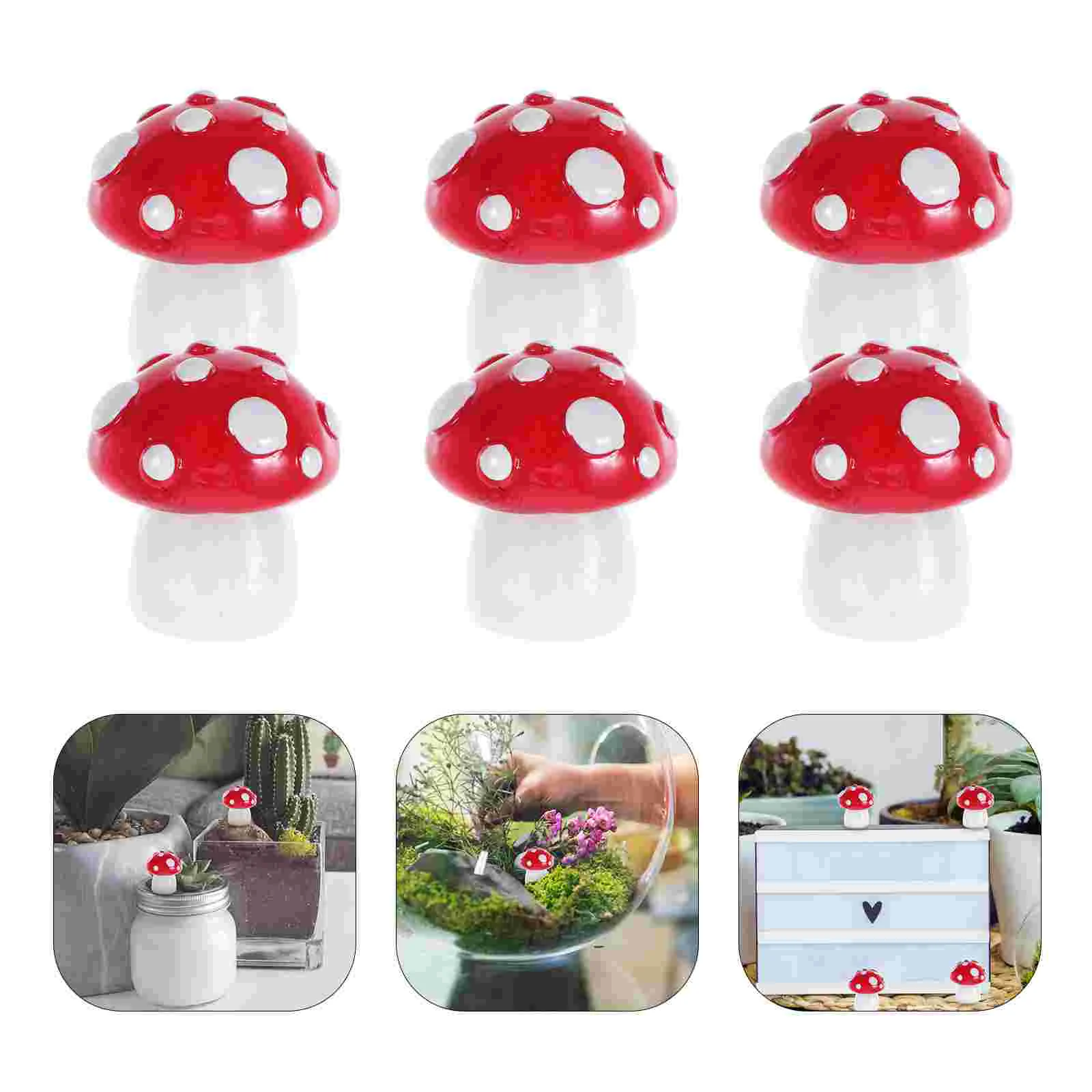 

20 Pcs Mushrooms Glow-in-the-dark Ornaments Figurines Vegetable Luminous Tiny for Crafts Red Micro Landscape Decoration