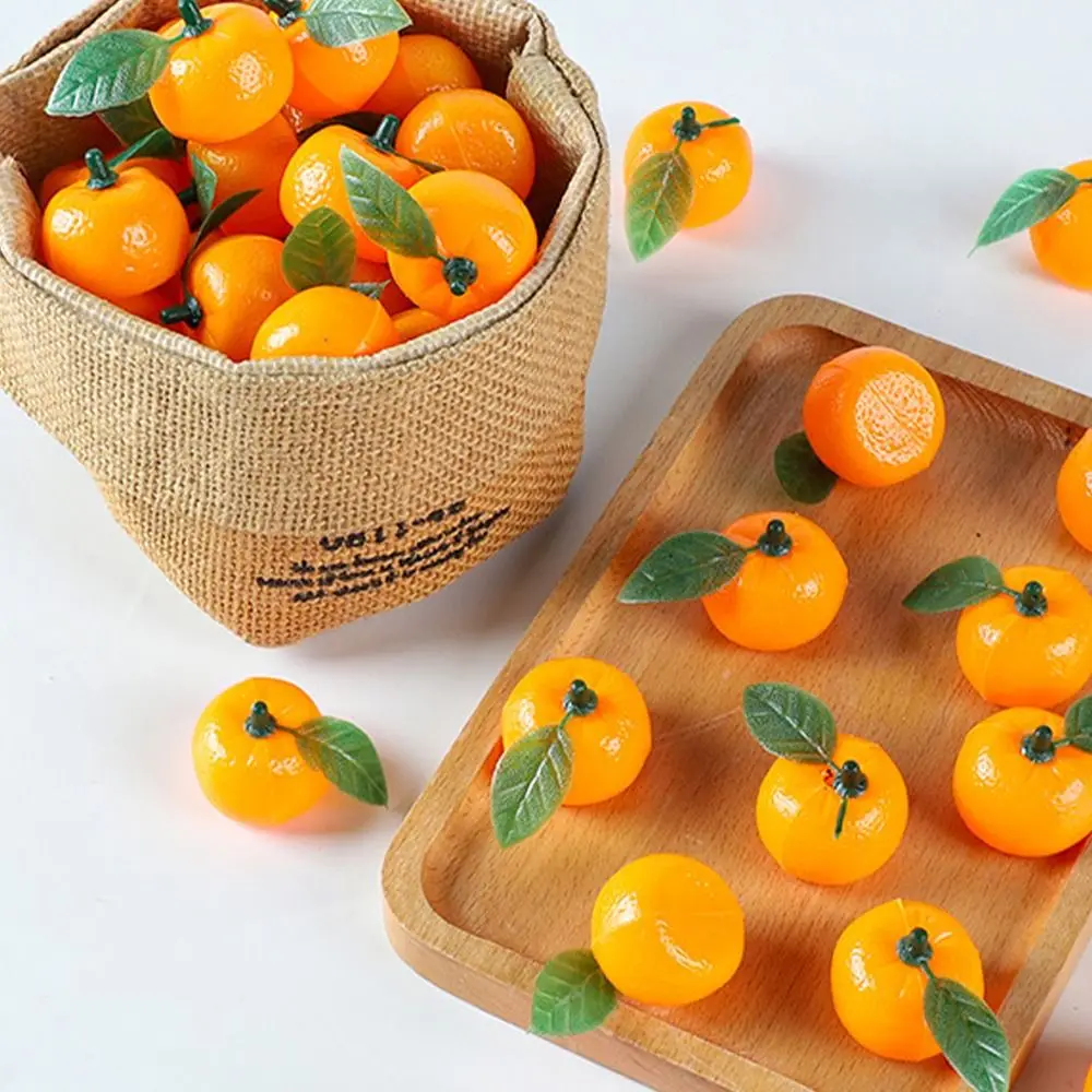 10pcs Photography Props Mini Artificial Plastic Orange Handicrafts Funny Fake Fruits Realistic Fruit Model Home Kitchen Decor