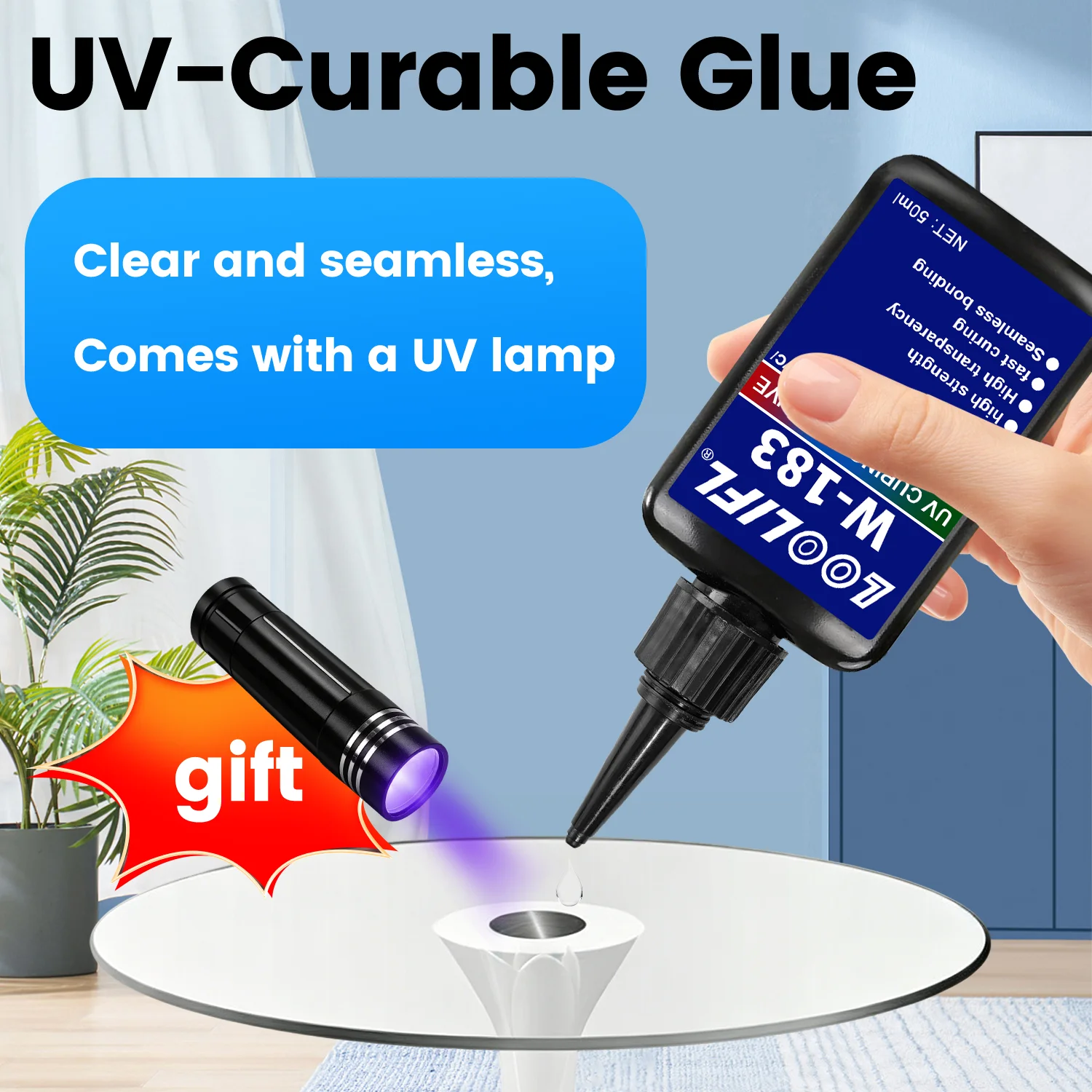 LOOLIFL 50ml W-183 High Strength Transparent UV Glue Clear U