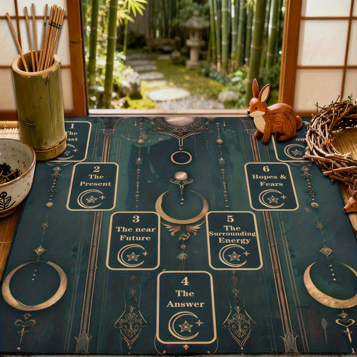 1pc Seven Wheels of Fortune Decorative Tarot Tablecloth, Creative Altar Decor Cloth for Party Games, Gift for Tarot Enthusiasts