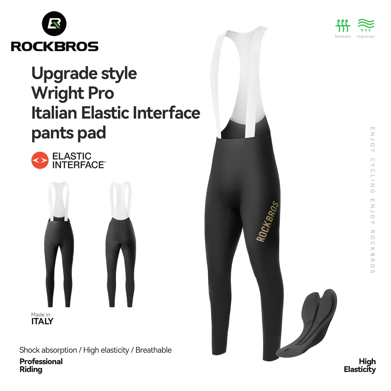 

ROCKBROS Cycling Bib Pants Italy Elastic Interface Dolomiti Long-distance Bicycle Pants Quick Dry Breathable Bike Trousers