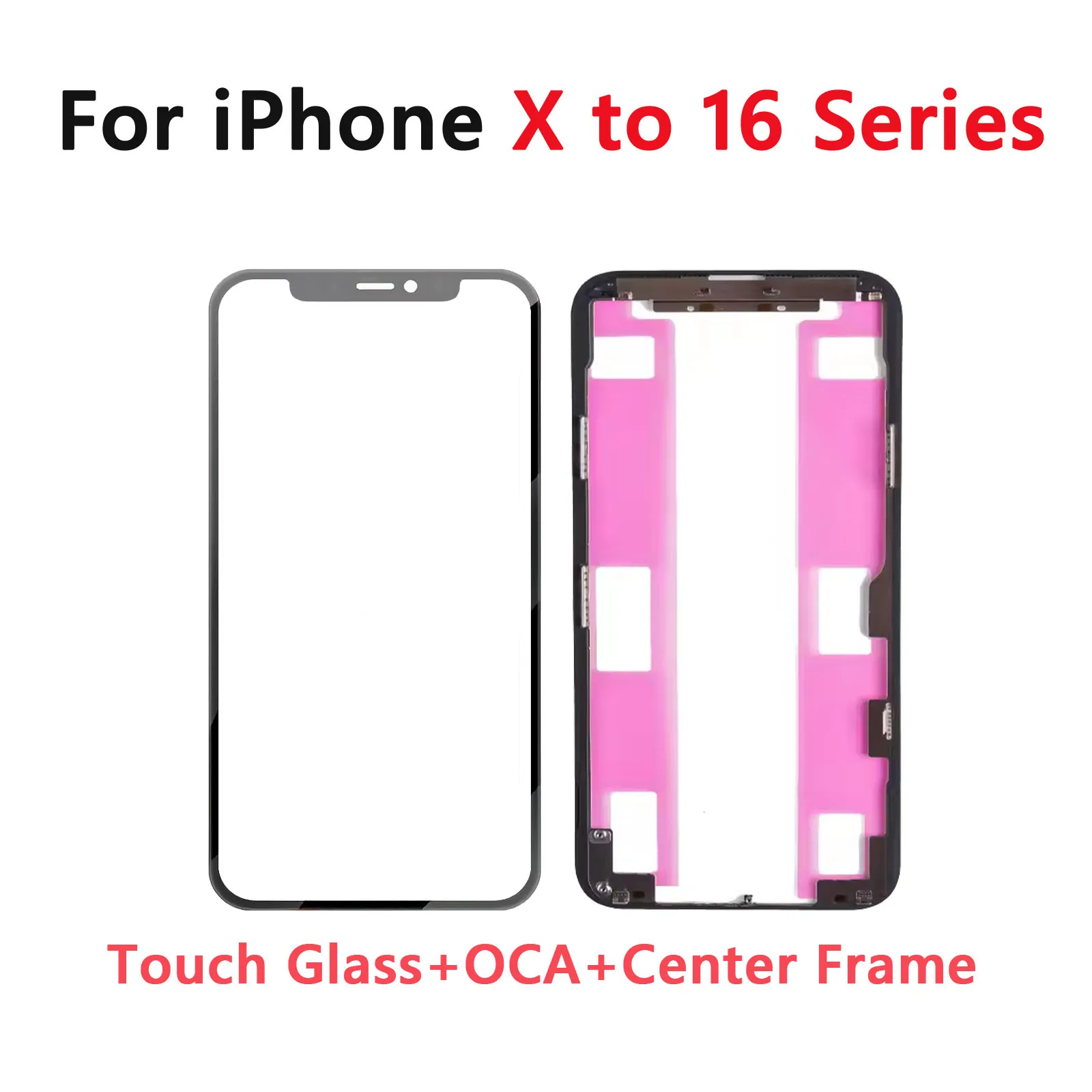 

Высочайшее качество для iPhone X XS XR 11 12 13 14 15 16, внешнее стекло экрана OCA, центральная рамка, кронштейн с клеем, замена стекла экрана