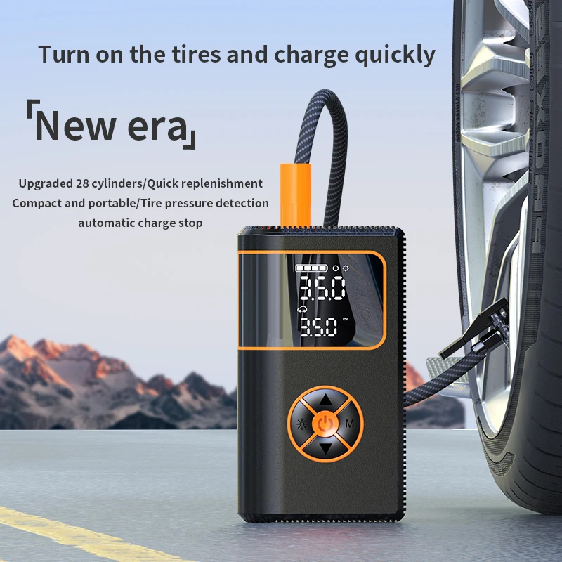 28L Wireless Electric Jumper Starter Combo Tire Inflator,  12V 150PSI Portable Electric Air Pump