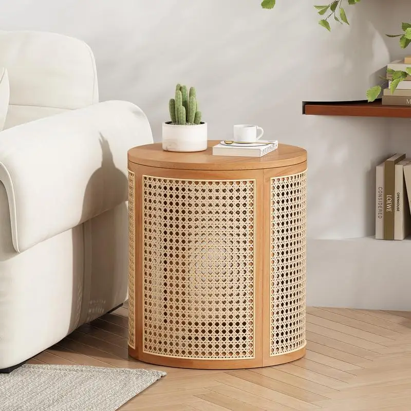 طاولة جانبية من المطاط الخشبي الصلب الطبيعي - قطعة أنيقة لغرفة المعيشة أو غرفة النوم #2