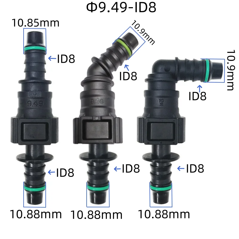 9.49 ID8 universal automotive fuel line quick connector plastic double-sided male and female matching male end piece joint 1set