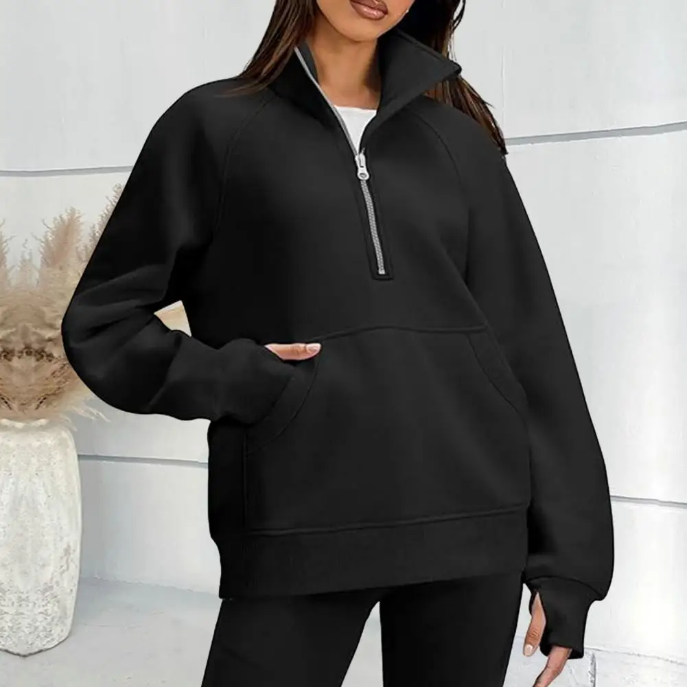 Women Sweatshirt Women Pullover Sweatshirt Stylish Women's Fall Winter Sweatshirt with Zipper Front Front Pocket for Comfort