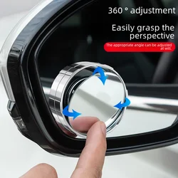 Espejo retrovisor para coche, marco Circular, foco convexo, gran angular ajustable de 360 grados, 2 uds.