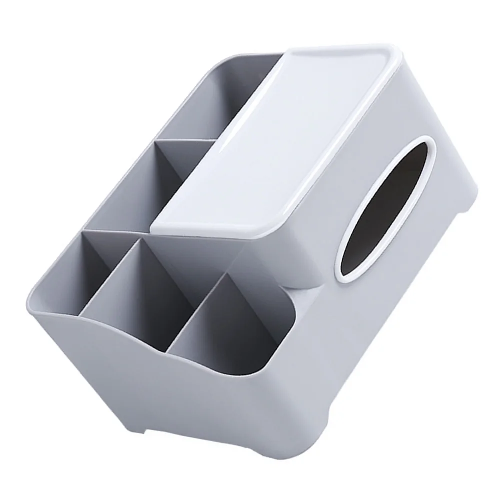 

Multifunction Tissue Storage Box Grey Home Desktop ganizer Lightweight Dustproof Water Resistant Multi Grid Design