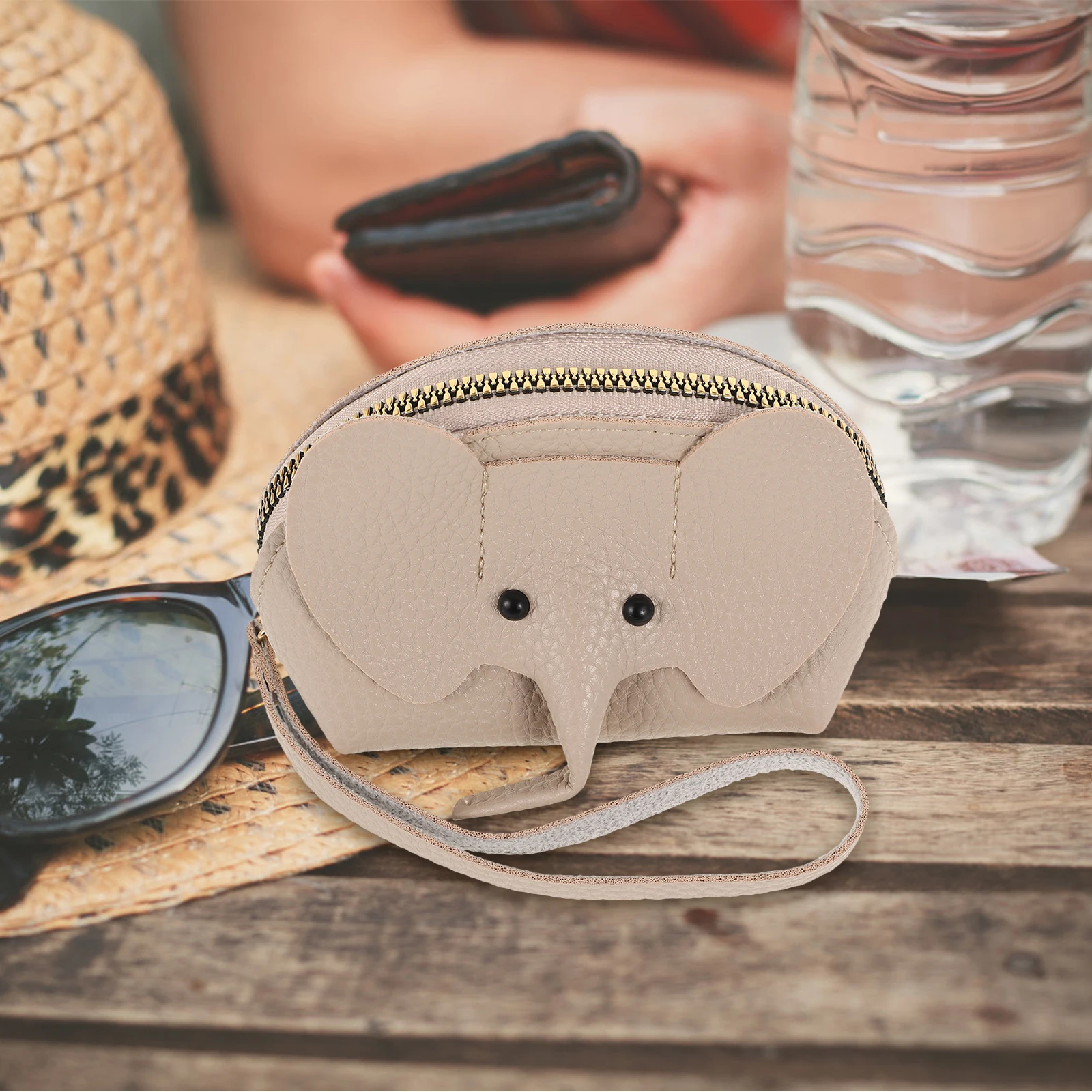 

PU Elephant Coin Case Sturdy Fine Stitching Tiny Purse for Small Items Storage Small Purse Little Wallet