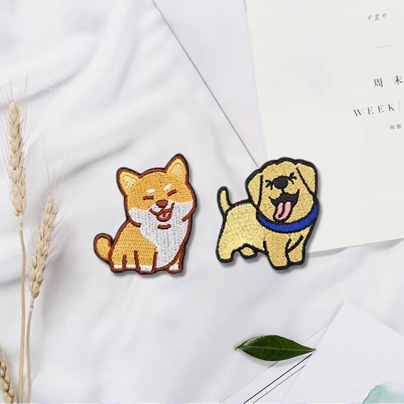 Cute Shiba Dog Embroidery Patch Cartoon Corgi Shepherd Dog Morale Badge Stickers Coat Backpack DIY Iron on Patches for Clothing