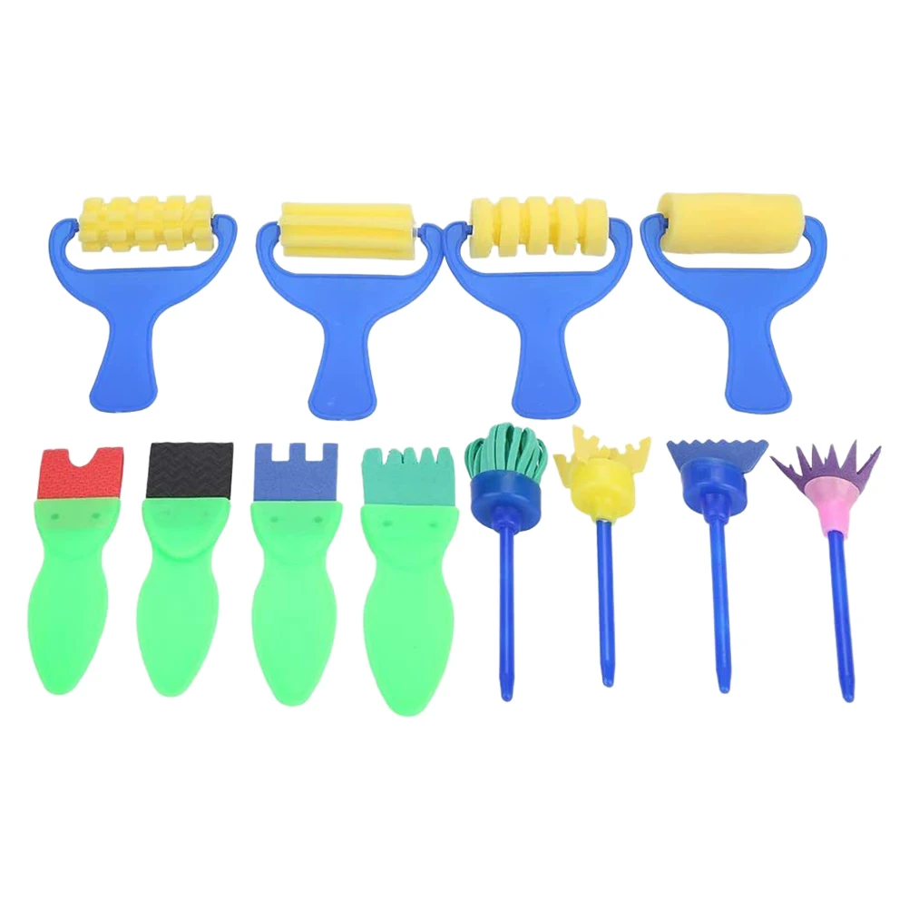 1 Juego de Herramientas de Pintura con Esponja, Kit de Dibujo Creativo para Niños, Suministros de Bellas Artes, Rodillo de Esponja