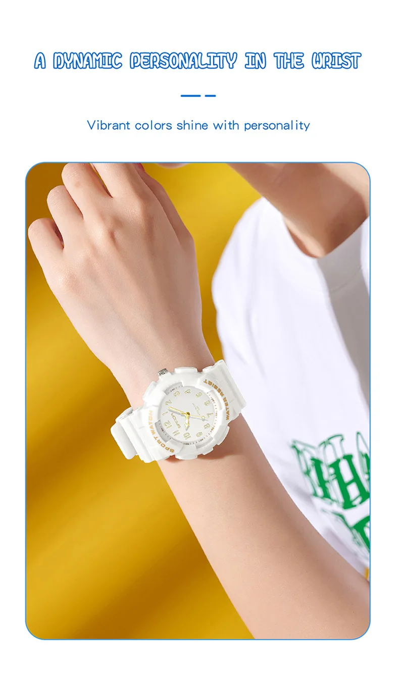 Sanda 6094 Trendy Fashion Hand Clock For Children 50M Waterproof Shock Resistant Quartz Movement Students Sports Wristwatch