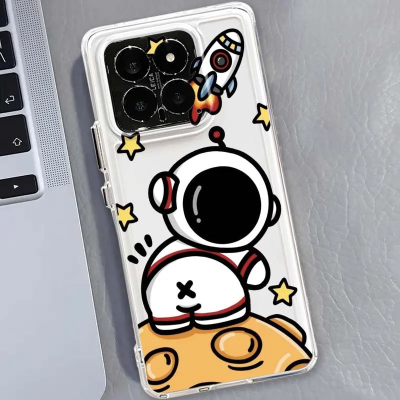 Cartoon anime astronaut Phone Case For Xiaomi 15 14 13 12 12S 12X 12T 11 11T Pro Lite TPU Transparent