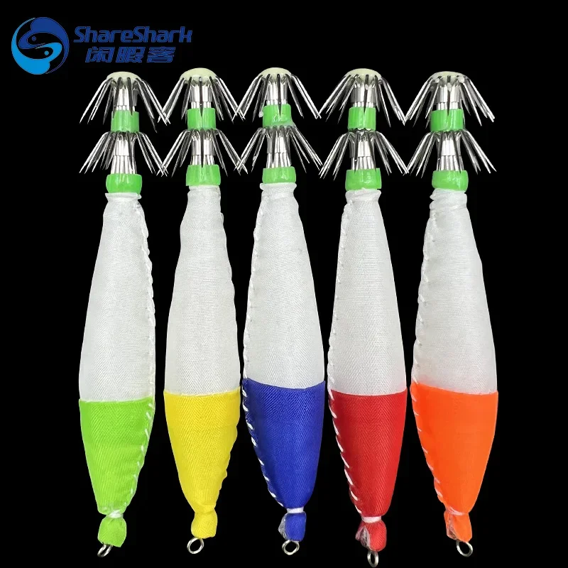 3PCS Various Multicolor Lure Fishing Squid Luminous Squid Jig Hooks Fishing Bait Lure Jig Cuttlefish Sleeve Fishing Lures