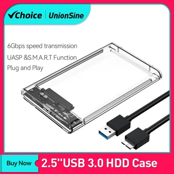 UnionSine 외장 보관함 케이스, HDD 2.5 인치, SATA 5Gbps SSD 하드 드라이브 인클로저, PC 캐비닛 노트북 컴퓨터용 포켓