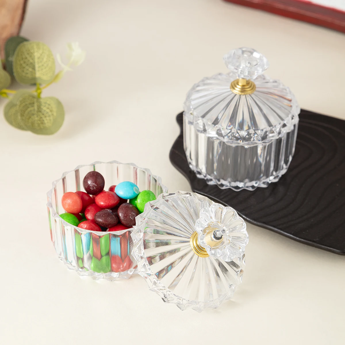 Transparent Vertical Candy Box Snack And Dried Fruit Can Desktop Jewelry Small Items Cotton Swabs Storage Box European Style
