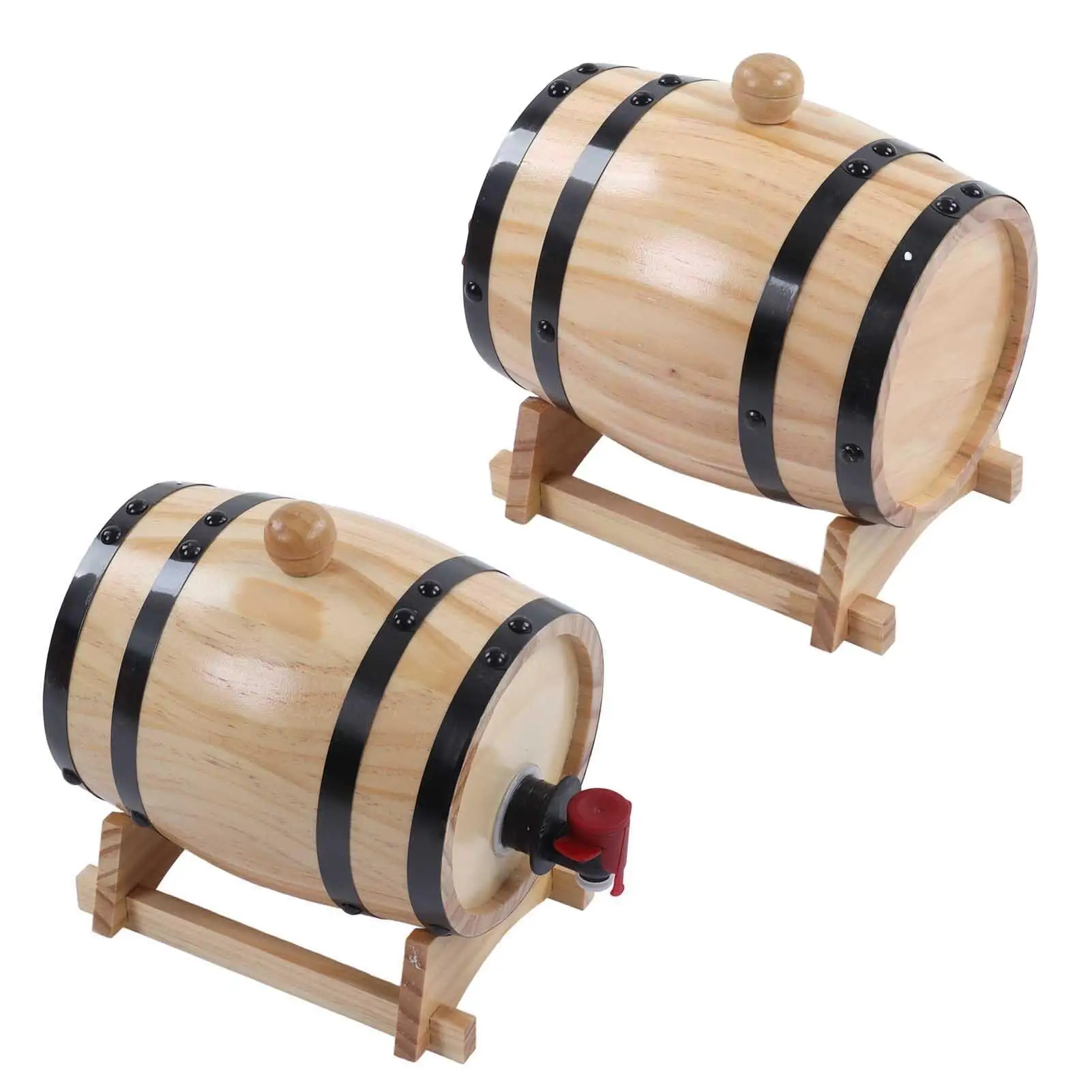 3-Liter Pine Wine Barrel Dispenser with Stand - Perfect for tequila , Wine, Whiskey - Ideal for Barbecue Shop