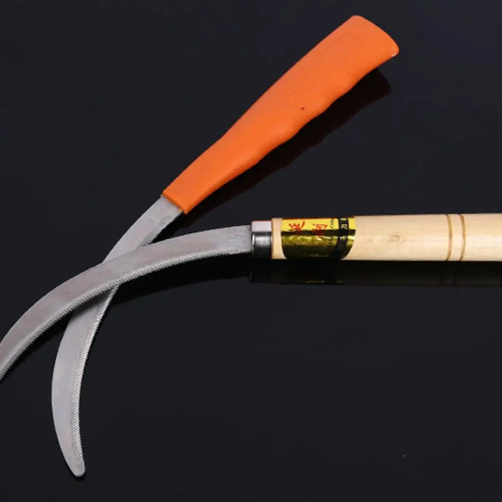 Stainless Steel Weeding Sickle With Wooden Handle Sickle Scythe Farming Tool Kit With Teeth For Weed Removal Lawn Patio Terrace