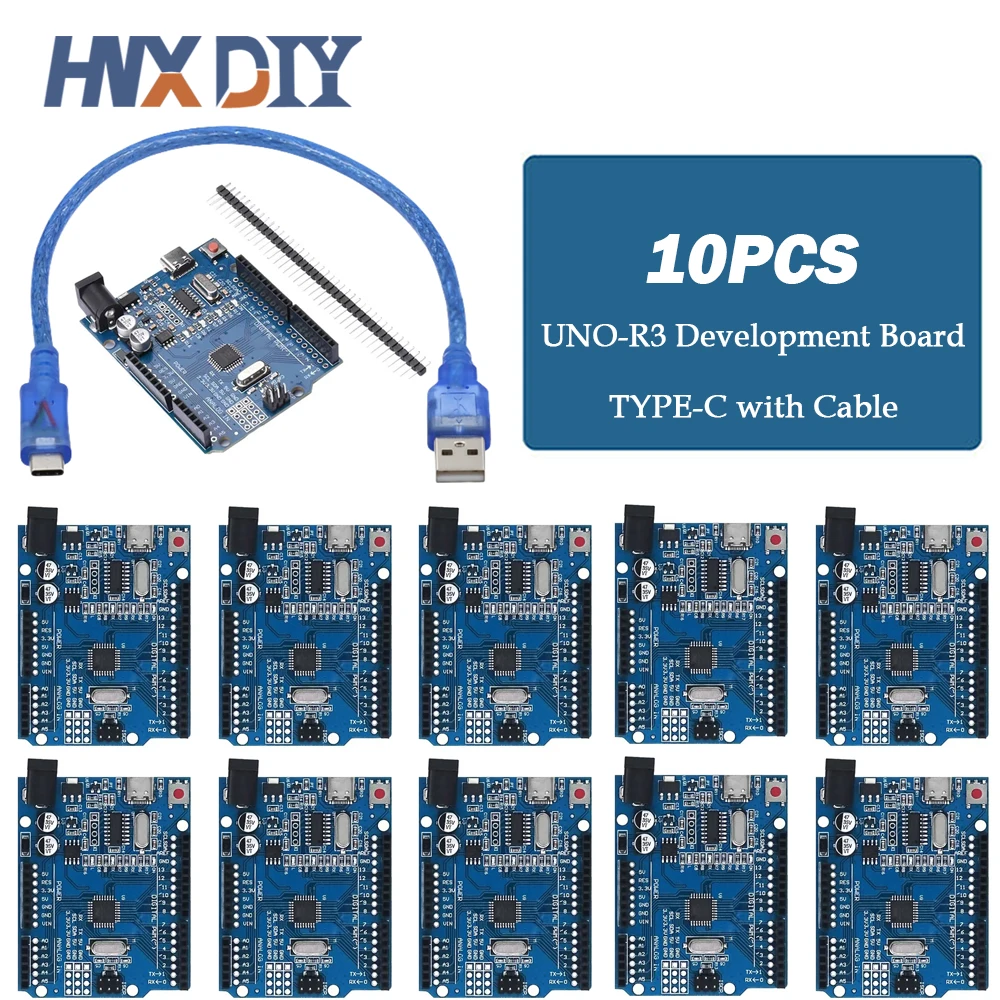 1-10pcs UNO R3 CH340G MEGA328P Chip UNO R3 with USB/TYPE-C CABLE ATMEGA328P-AU Development Board 16Mhz for Arduino