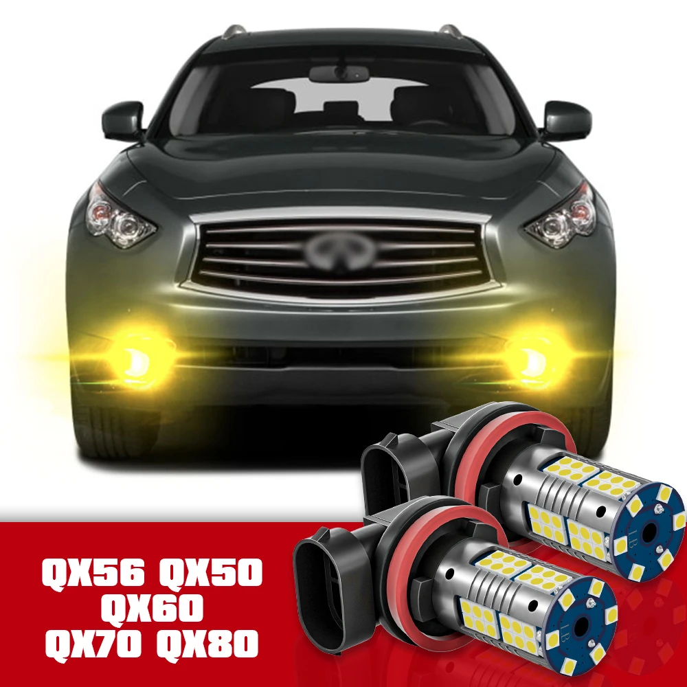 

2pcs Front Fog Light Accessories LED Bulb Lamp For Infiniti QX56 QX50 QX60 QX70 QX80 2011 2012 2013 2014 2015 2016 2017