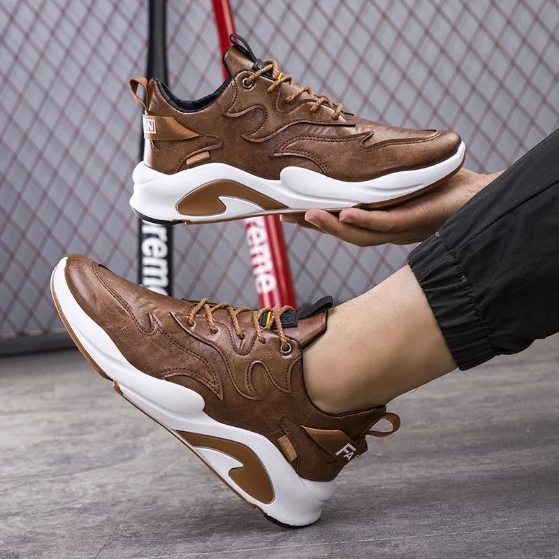 Fashion Men Shoes Breathable Men's Sports Shoes Soft Sole Non-Slip Casual Sneaker Athletic Training Leather Men Shoes