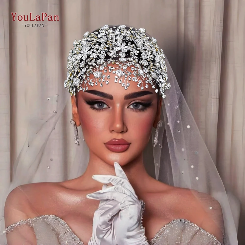 YouLaPan Golden Wedding Crystal Headband Hair Accessories Woman Wedding Hair Jewelry Rhinestone Bridal Tiara and Headdress HP240