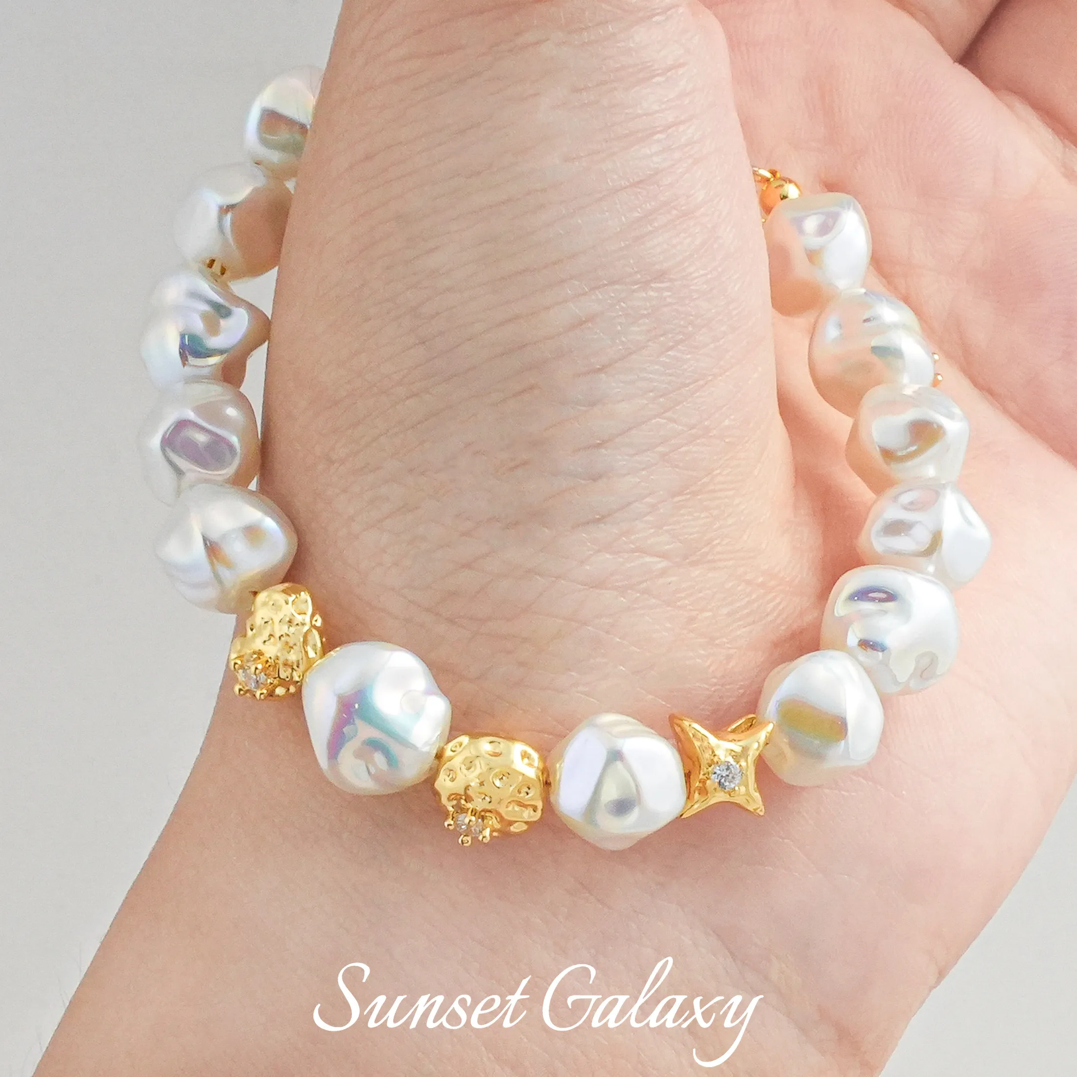 18k Gold-plated High-texture Dark Pattern Zircon Beads Star Handmade DIY Bracelet Necklace Jewelry Accessories Material