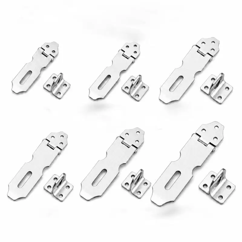 1/2set Stainlesss Steel Padlock Hasp 90 Degree Right Angle Door Latch Shed Gate Lock Household Security