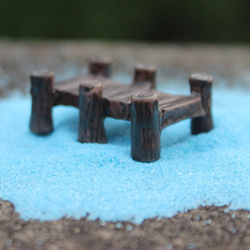 Mini Wooden Bridge Micro Landscape Resin Figurines Fairy Garden Accessories 3.8*2.8*1.5CM