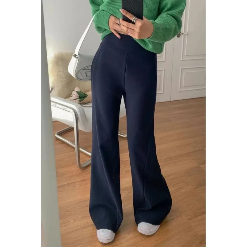 

Удобные женские повседневные брюки с эластичным поясом и боковыми полосками, свободного кроя, с высокой талией, широкими штанинами, в стиле Dongda Gate, осенняя мода