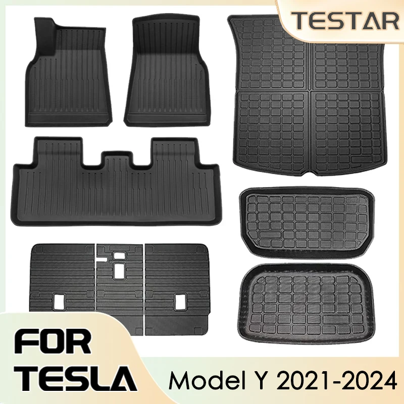 Alfombrillas para Tesla Model Y 2021-2024, accesorios impermeables, alfombrilla para maletero, almohadillas de TPE, accesorios para Tesla Model Y 2024