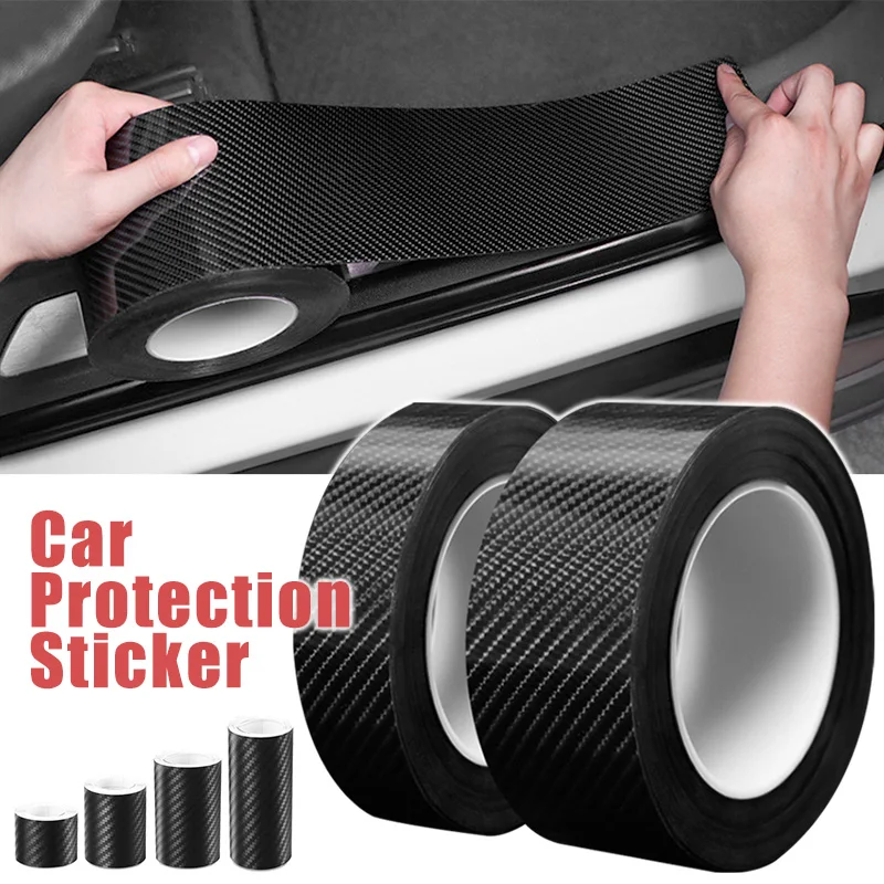 300cm Length Universal Car Door Sill Scuff Plate Carbon Fiber Threshold Cover Panel Step Protector Auto Sticker Guard 3/5/7/10cm