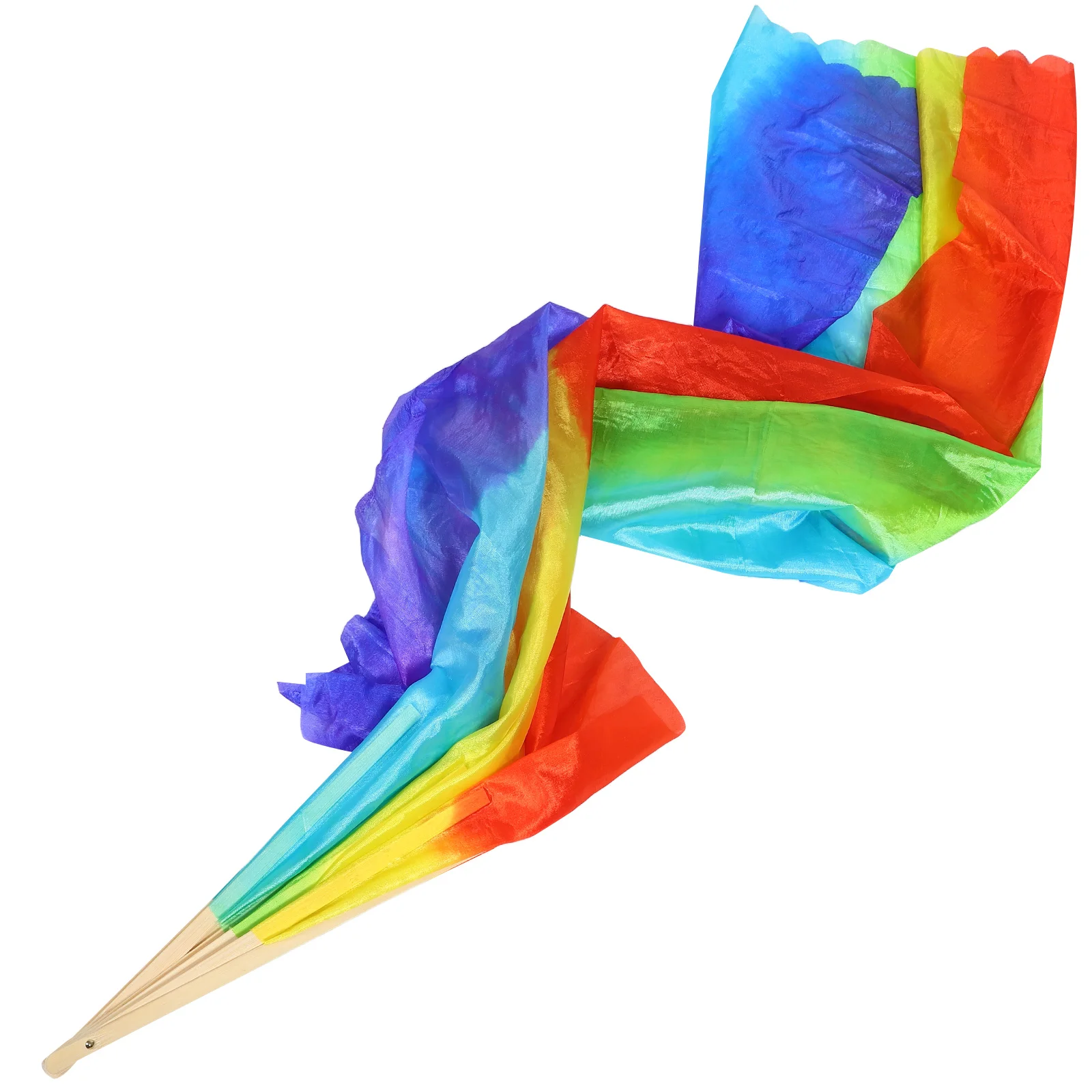 

2 Pcs Long Flowing Fans for Dance Performance Chinese Round Artificial Silk Extended Design Soft Material Foldable H Fans Belly