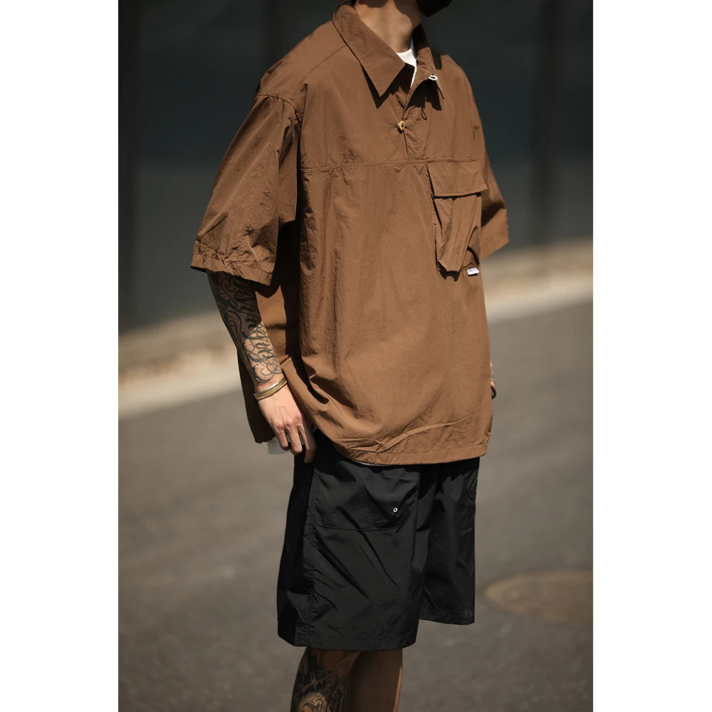 

LH Store Summer New Outdoor Lightweight Qui Dry ort Sve Work irt Men's Collar Loose Casual Polyester Fiber