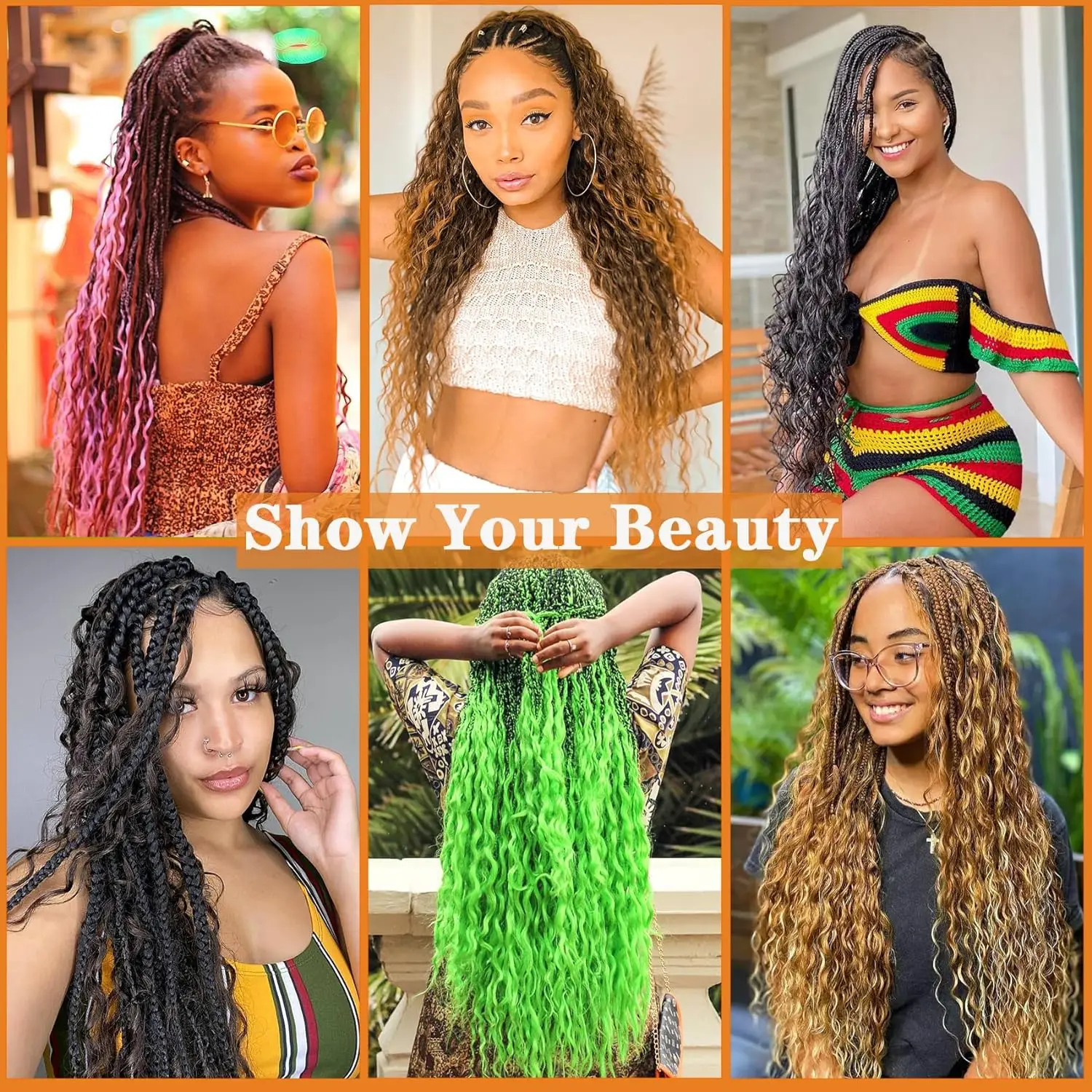 32 Inch Synthetic Deep Wave Crochet Hair Extensions for Women Curly Bohemian Twists Ocean Wave Crochet Braiding Hair