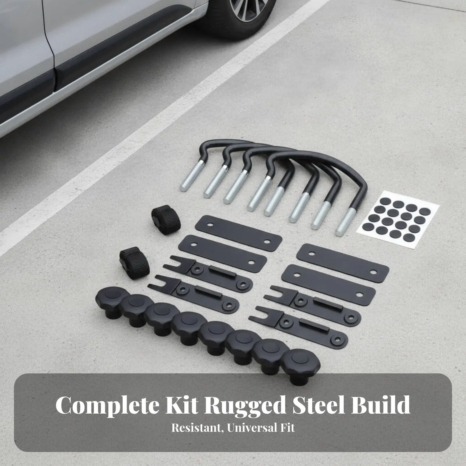 Car Roof Fastener Strap U Bolt Mounting Kit for Crossbars Up to 40mm Thick with Clamp Plates and Cushioning Pads