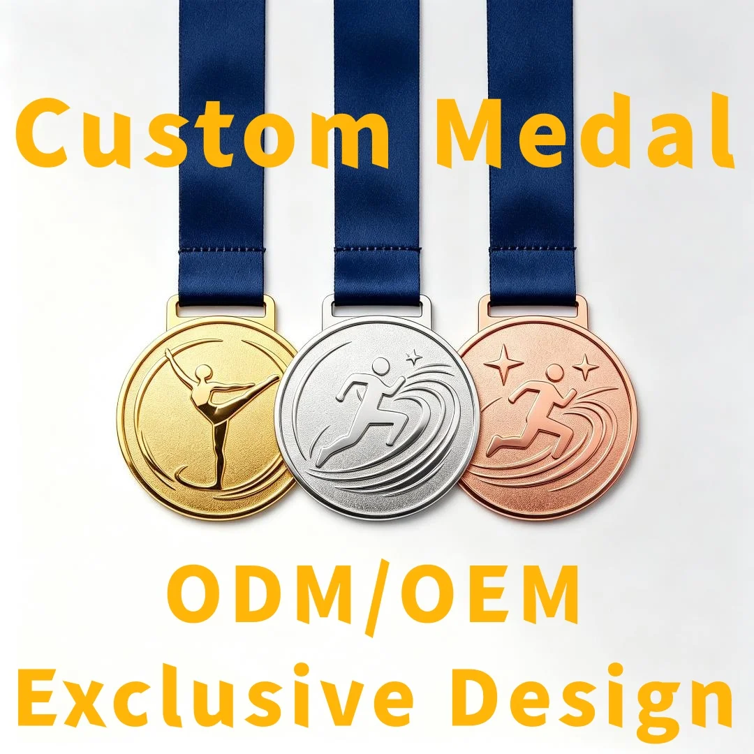 Personalized Custom Round Sport Medal Metal Embossed Running Gymnastics Award Custom Logo Competition Tournament Souvenir