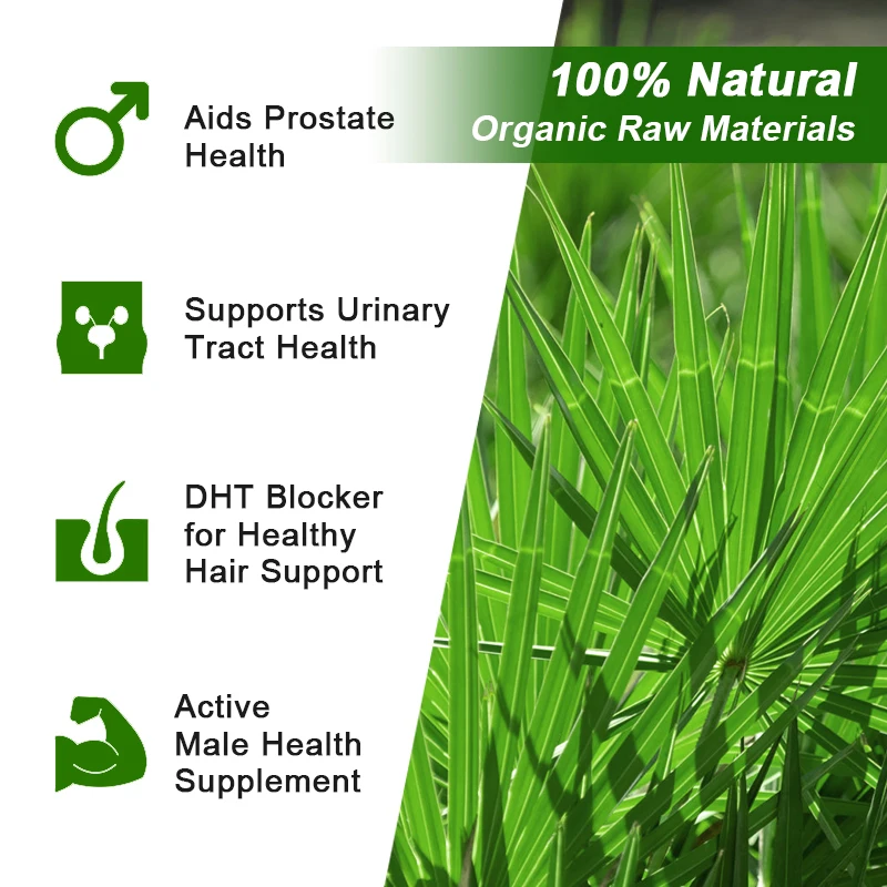 Premium Saw Palmetto Capsules 1000mg - for Prostate Function and Urinary System Health, Prevents Hair Loss, Antioxidant