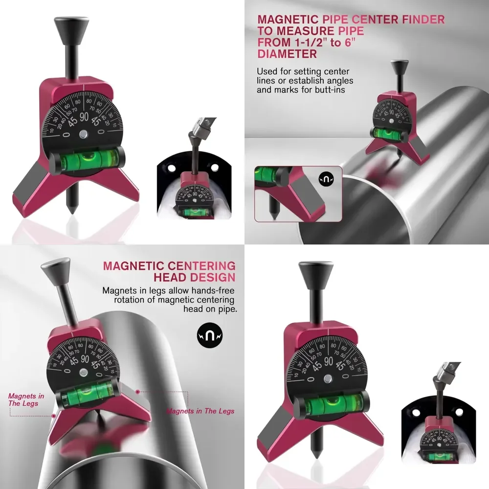 

WAP01 Magnetic Y-Shape Pipe Center Finder Adjustable Dial Bubble Protractor Accurate 2.75\" Garden Hand Tool for 1-1/2\" 6\"