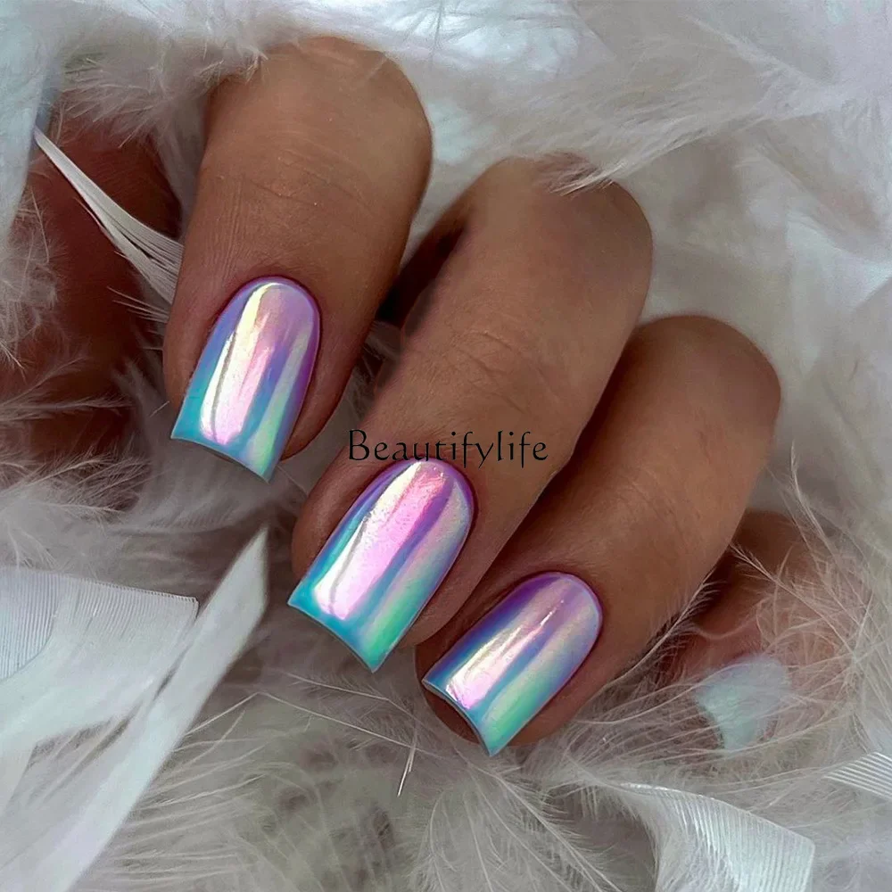 

2024 new blue and purple gradual change wearing nail nail patch short coated nail art