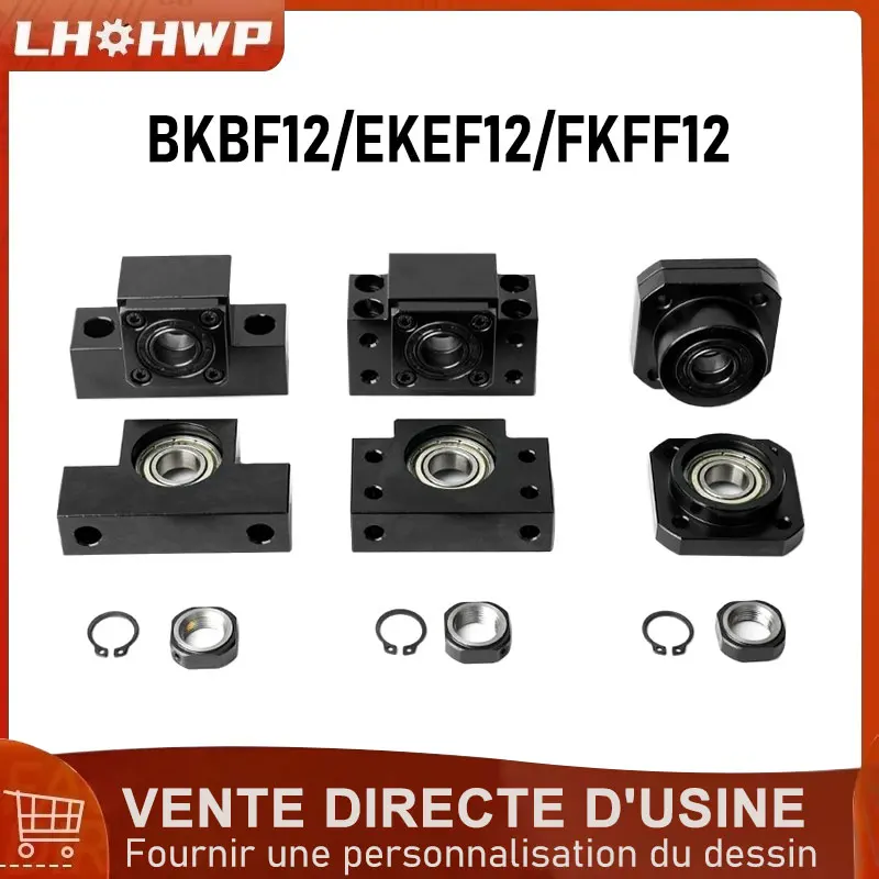 Siège de roulement de Support de vis à billes, Base fixe BK12 BF12 FK12 FF12 EK12 EF12 BKBF12 EKEF12 FKFF12 C7/C5, boîtier de roulement d'arbre à vis