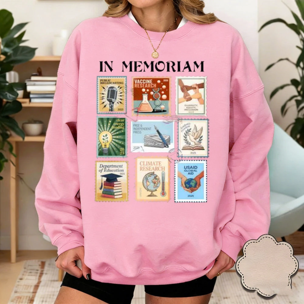 Pro-Democracy Sweater Retro in Memoriam Stamp Printed Women Top Hoodie Resist Protest Sweatshirt Hoodies Women
