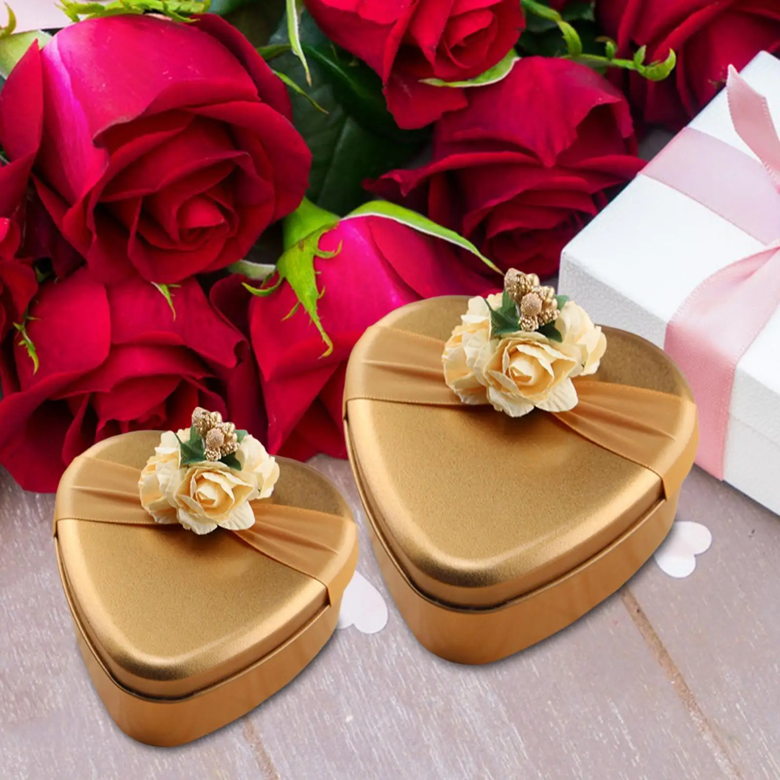 Heart Shape Metal Gift Box for Christmas Cookie Container Wedding Candy Favors Bridal Party Decoration