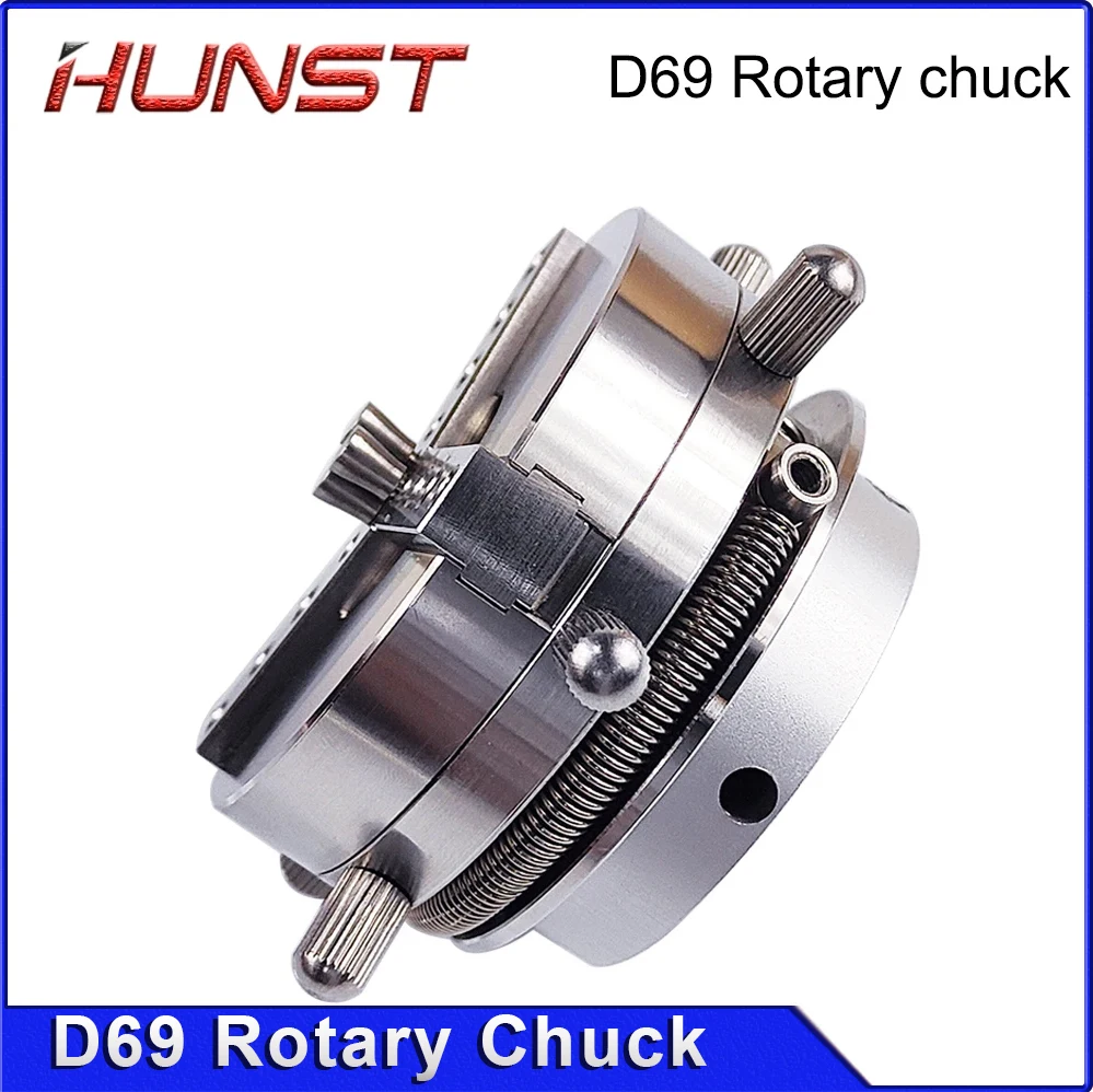 Hunst D69 Auto Lock Rotary Attachment CNC Router Laser Marking Machine Rotary Axis Chuck for Ring Bracelet Jewelry Engraving.