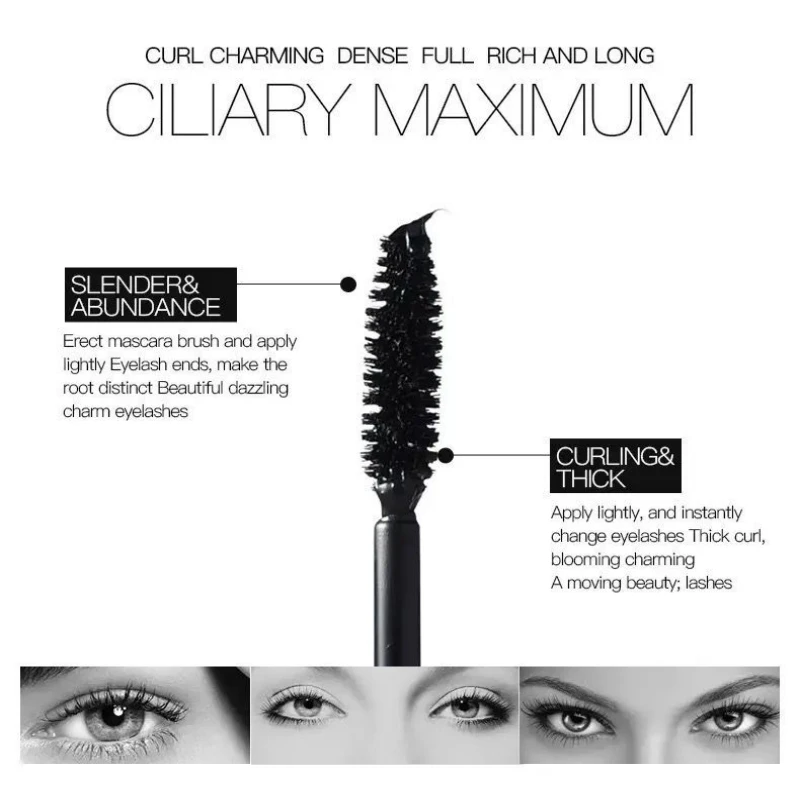 2 in 1 Double Adjustable Quantity Makeup Mascara Long Thick  Curling Mascara Eye Cosmetics Long Lasting Not Blooming Black Makeu