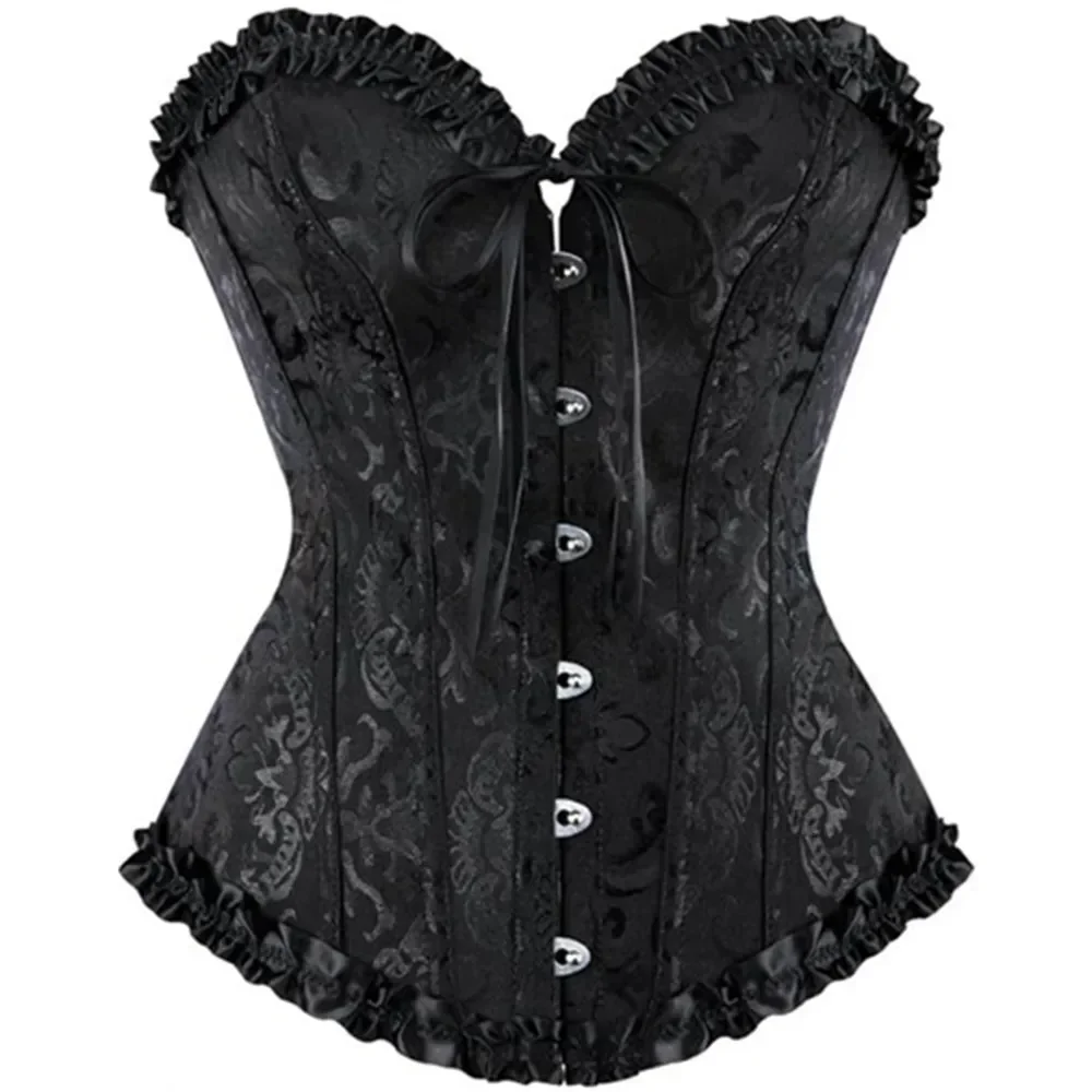 Women Vintage Victorian Overbust Corset Tops Gothic Lace-up Boned Bustier Shapewear Slimming Waist Shaping Korset Lingerie
