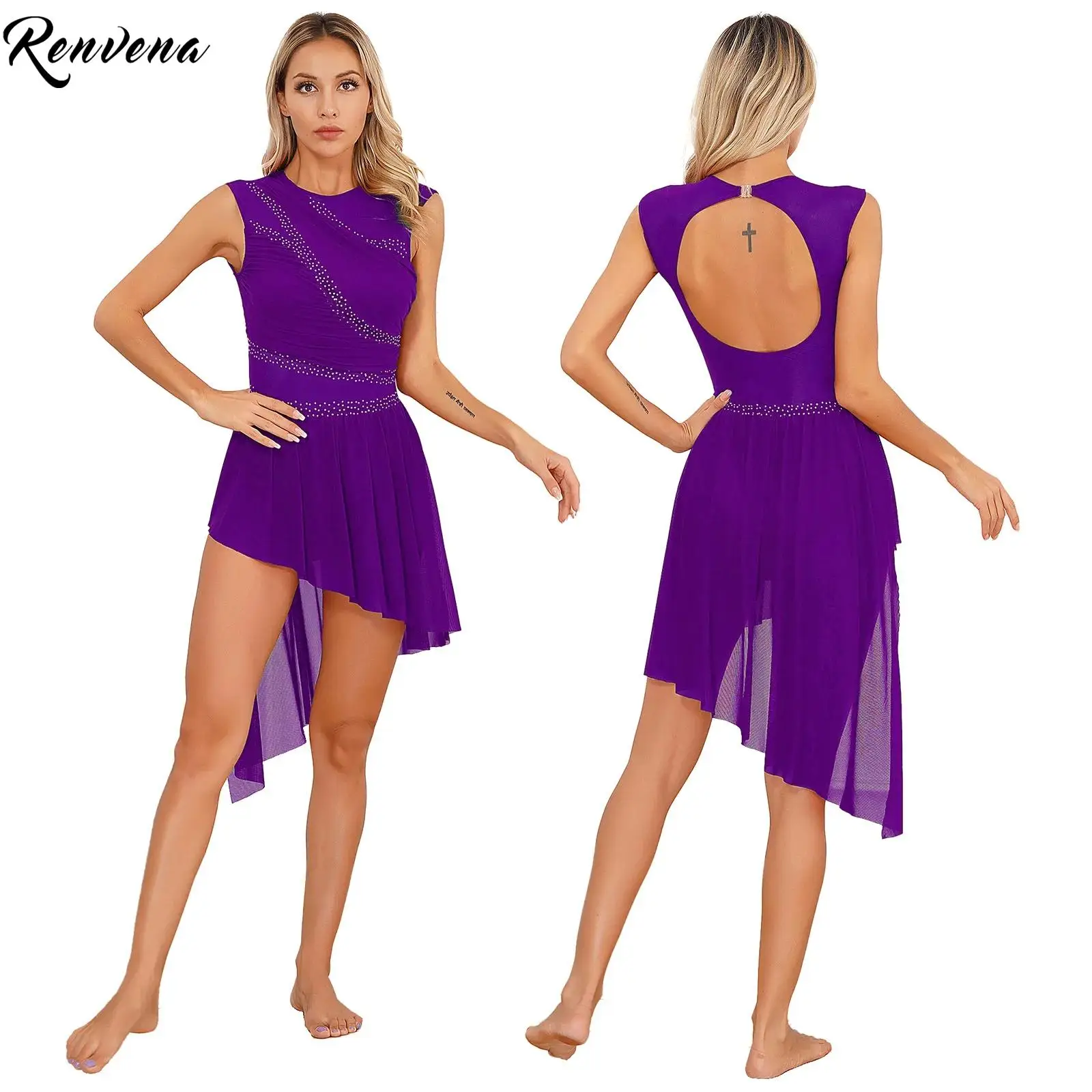 Ballet Leotard Dress Sleeveless Gymnastics Modern Contemporary Dancewear for Women Tutu Design Figure Skating Stage Performance