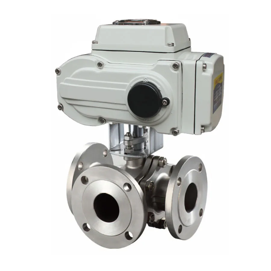 DN150~DN100 3 Way Electric Motorized Ball Valve Good Quality Electric Flange Ball Valve 1 Inch 3 Way